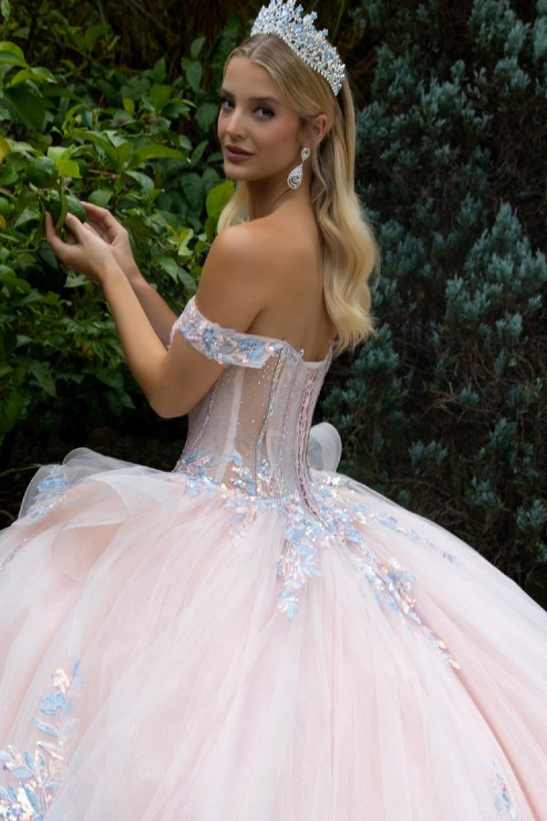 Embellished Off Shoulder Glitter Quinceanera Dress by GLS by Gloria - GL3596