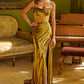 Strapless Boat Neckline Leg Slit Women Formal Dress by Elizabeth K - GL3598 - Special Occasion/Curves