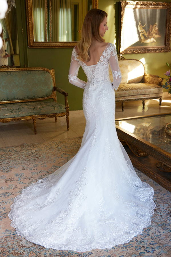 women mermaid wedding dresses Long Sleeve Cape Bridal Gown by GLS Gloria GL3605 2XL / Off White