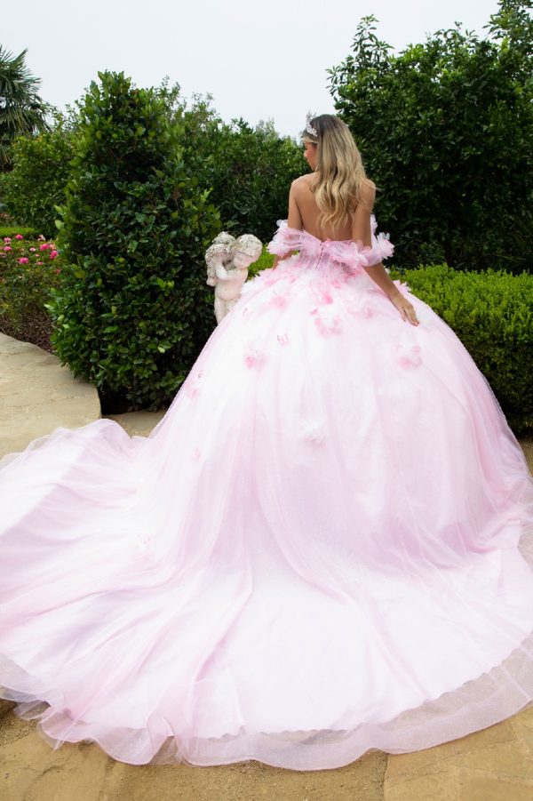 3D Flower Butterfly Sweetheart Neckline Quinceanera Dress by GLS by Gloria - GL3608