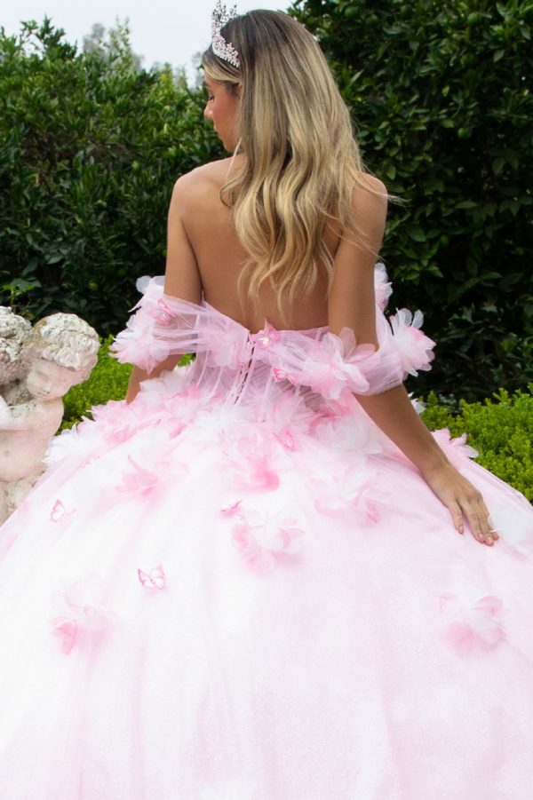 3D Flower Butterfly Sweetheart Neckline Quinceanera Dress by GLS by Gloria - GL3608