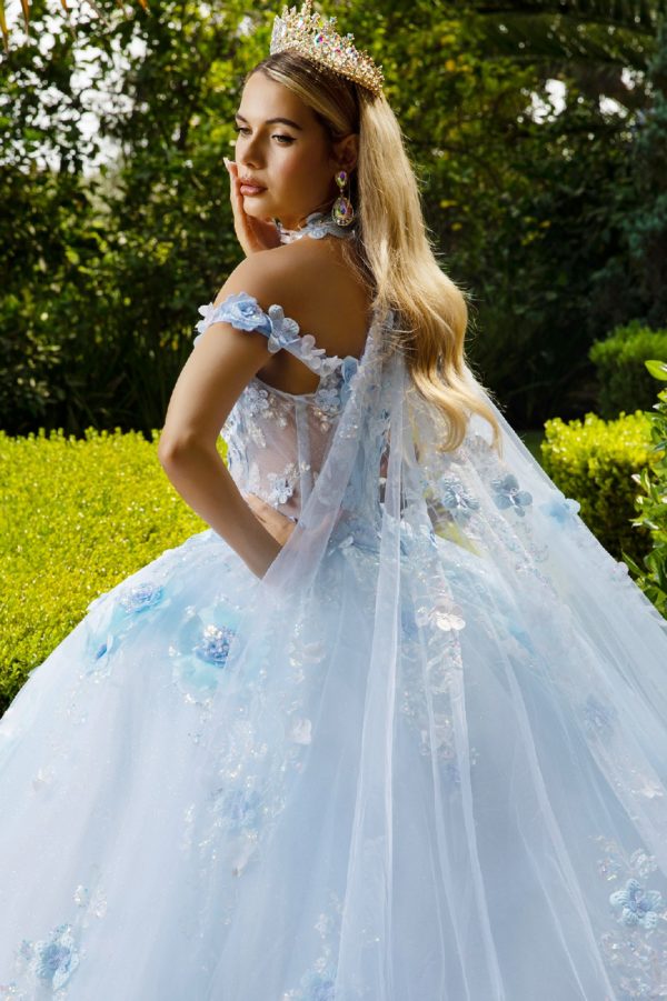 Embellished Off Shoulder Glitter Quinceanera Dress by GLS by Gloria - GL3611