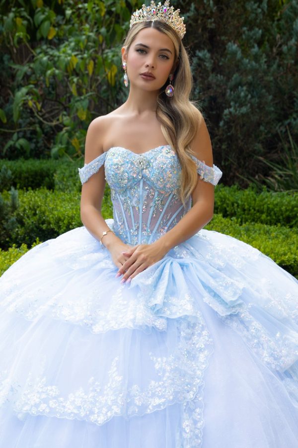 Sequin Off Shoulder Sweetheart Neckline Quinceanera Dress by GLS by Gloria - GL3612