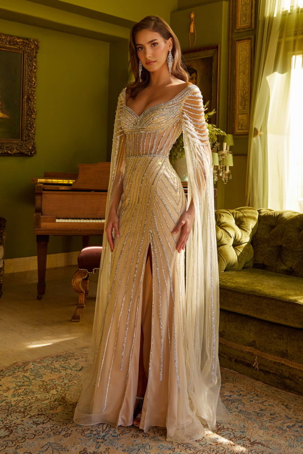 chinese dress ladies Champagne Spaghetti Strap Prom Dresses Applique A-Line Evening Dress ARD2423