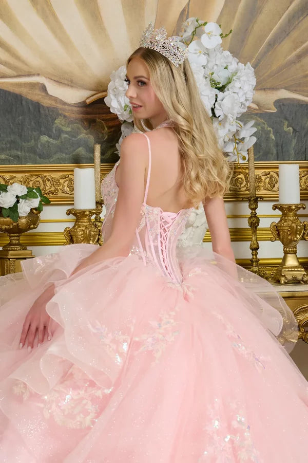 Tulle Spaghetti Strap Sequin Quinceanera Dress by Elizabeth K - GL3645