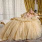 Glitter Cut-Away Shoulder Quinceanera Dress by Elizabeth K - GL3646