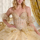 Glitter Cut-Away Shoulder Quinceanera Dress by Elizabeth K - GL3646