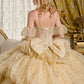 Glitter Cut-Away Shoulder Quinceanera Dress by Elizabeth K - GL3646