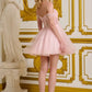 Elizabeth K - GS3634 - Tulle V-Neckline Sequin Cocktail Dress - Short