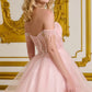 Elizabeth K - GS3634 - Tulle V-Neckline Sequin Cocktail Dress - Short