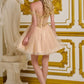 Elizabeth K - GS3634 - Tulle V-Neckline Sequin Cocktail Dress - Short