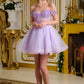 Elizabeth K - GS3634 - Tulle V-Neckline Sequin Cocktail Dress - Short