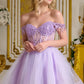 Elizabeth K - GS3634 - Tulle V-Neckline Sequin Cocktail Dress - Short