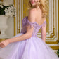 Elizabeth K - GS3634 - Tulle V-Neckline Sequin Cocktail Dress - Short