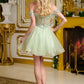 Elizabeth K - GS3634 - Tulle V-Neckline Sequin Cocktail Dress - Short