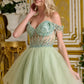 Elizabeth K - GS3634 - Tulle V-Neckline Sequin Cocktail Dress - Short