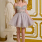 Elizabeth K - GS3634 - Tulle V-Neckline Sequin Cocktail Dress - Short