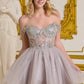 Elizabeth K - GS3634 - Tulle V-Neckline Sequin Cocktail Dress - Short