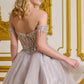 Elizabeth K - GS3634 - Tulle V-Neckline Sequin Cocktail Dress - Short
