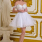 Elizabeth K - GS3634 - Tulle V-Neckline Sequin Cocktail Dress - Short