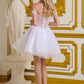 Elizabeth K - GS3634 - Tulle V-Neckline Sequin Cocktail Dress - Short