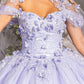 Glitter 3-D Flower Off Shoulder Quinceanera Dress by Elizabeth K - GL3179