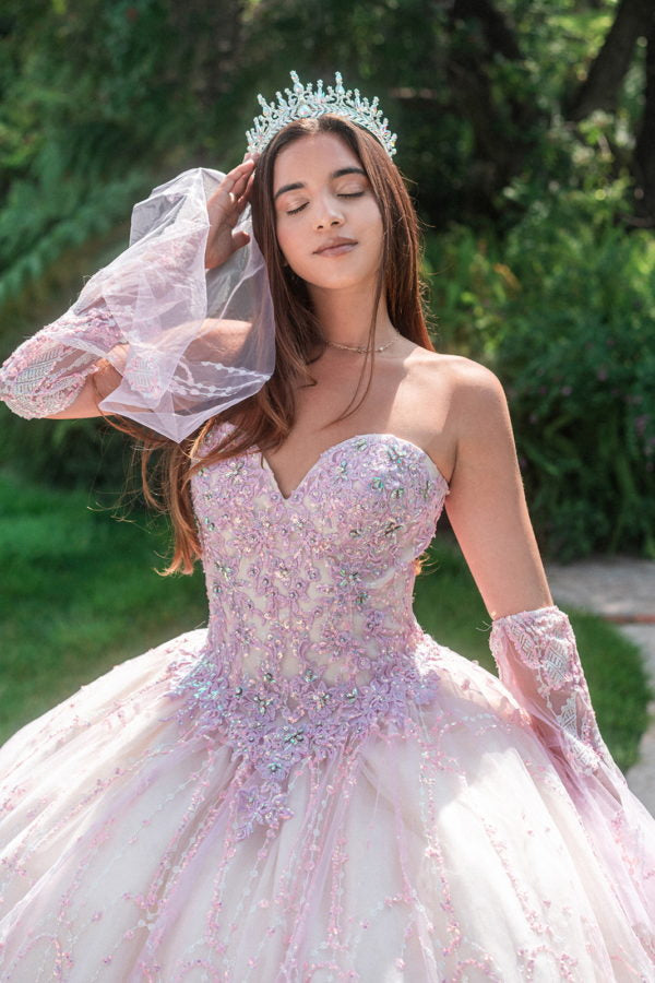 Jewel Sequin Sweetheart Neckline Quinceanera Dress by GLS by Gloria - GL3234