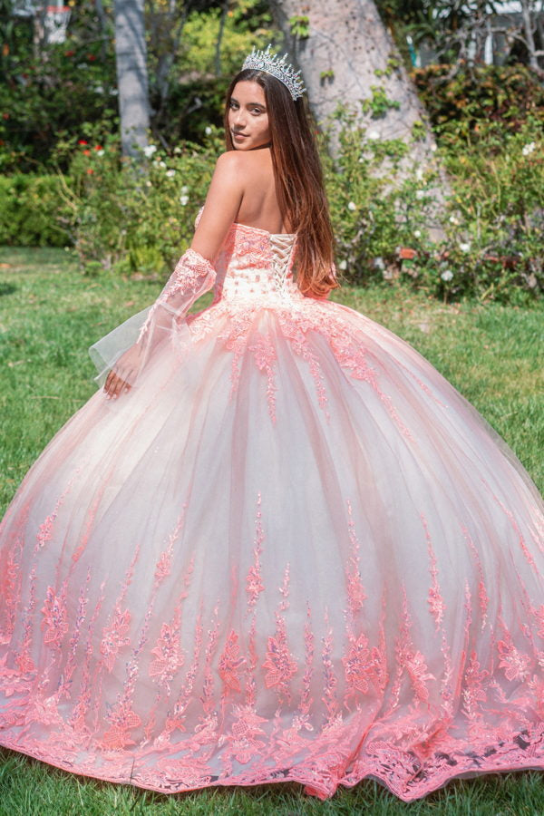 Embroidery Strapless Sweetheart Quinceanera Dress by GLS by Gloria - GL3235