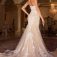 Off-White Nude Lace Mermaid with Removable Sleeves Bridal Gown WL008-1