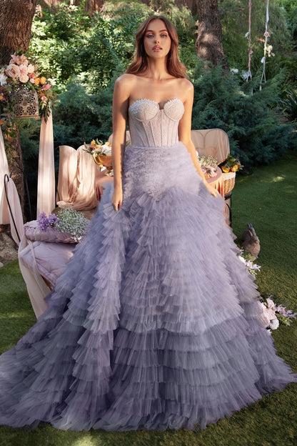 Robe de bal sans bretelles en fausse dentelle corset par Andrea Leo Couture A0767 Occasion spéciale