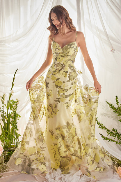 Sweetheart Sheath Organza Print Gown by Andrea & Leo Couture A0770 Penelope Gown - Special Occasion