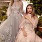 Long Sleeve Tea Length A-line Gown Andrea & Leo Couture - A0862 DUCHESA DRESS - Special Occasion/Curves