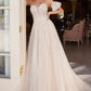 Off the Shoulder Puff Sleeve with Sweetheart Bodice A-Line Wedding Gown - Andrea & Leo Couture - A1014
