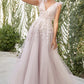Flutter Tulle Sleeve Floral A-Line Gown by Andrea & Leo Couture A1018 Lennox - Special Occasion