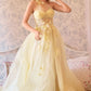 One Shoulder Illusion Tulle & Floral Bodice A-line Slit Gown by Andrea & Leo Couture A1053 LEILA GOWN - Special Occasion