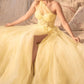 One Shoulder Illusion Tulle & Floral Bodice A-line Slit Gown by Andrea & Leo Couture A1053 LEILA GOWN - Special Occasion