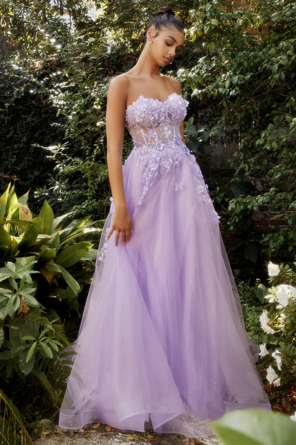 Floral Strapless Ball Gown by Andrea & Leo Couture A1108 Penelope Gown - Special Occasion