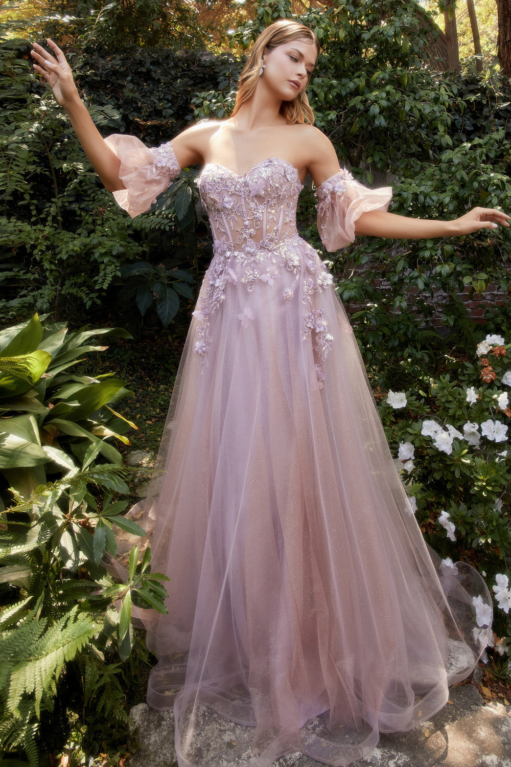 Floral Strapless Ball Gown by Andrea & Leo Couture A1108 Penelope Gown - Special Occasion