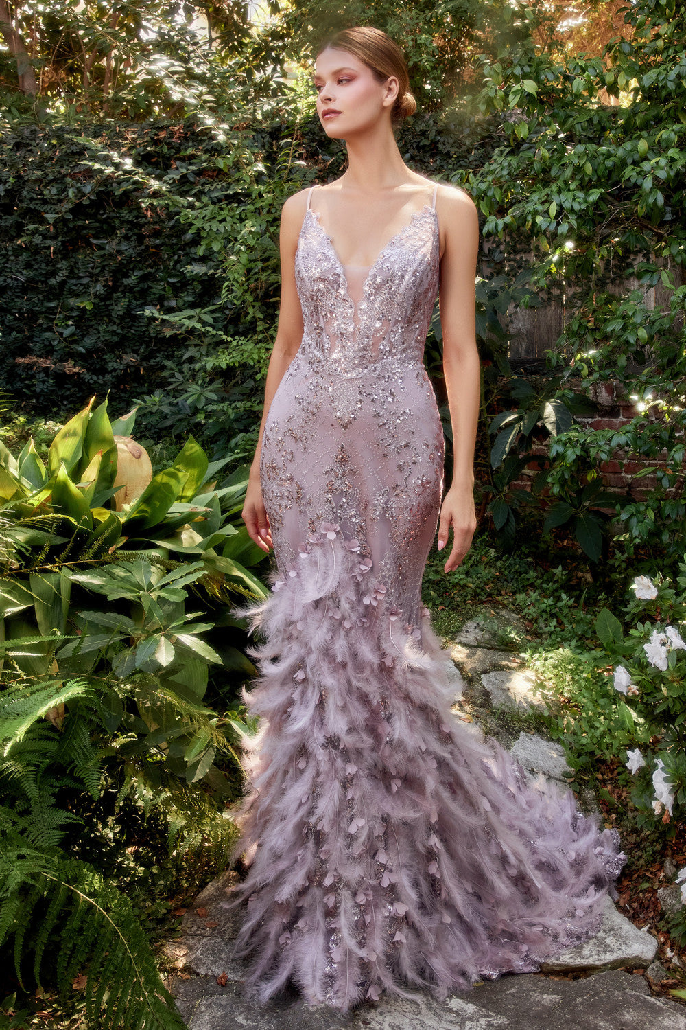 Fitted Feather Mermaid Gown by Andrea & Leo Couture A1116 - Special Occasion