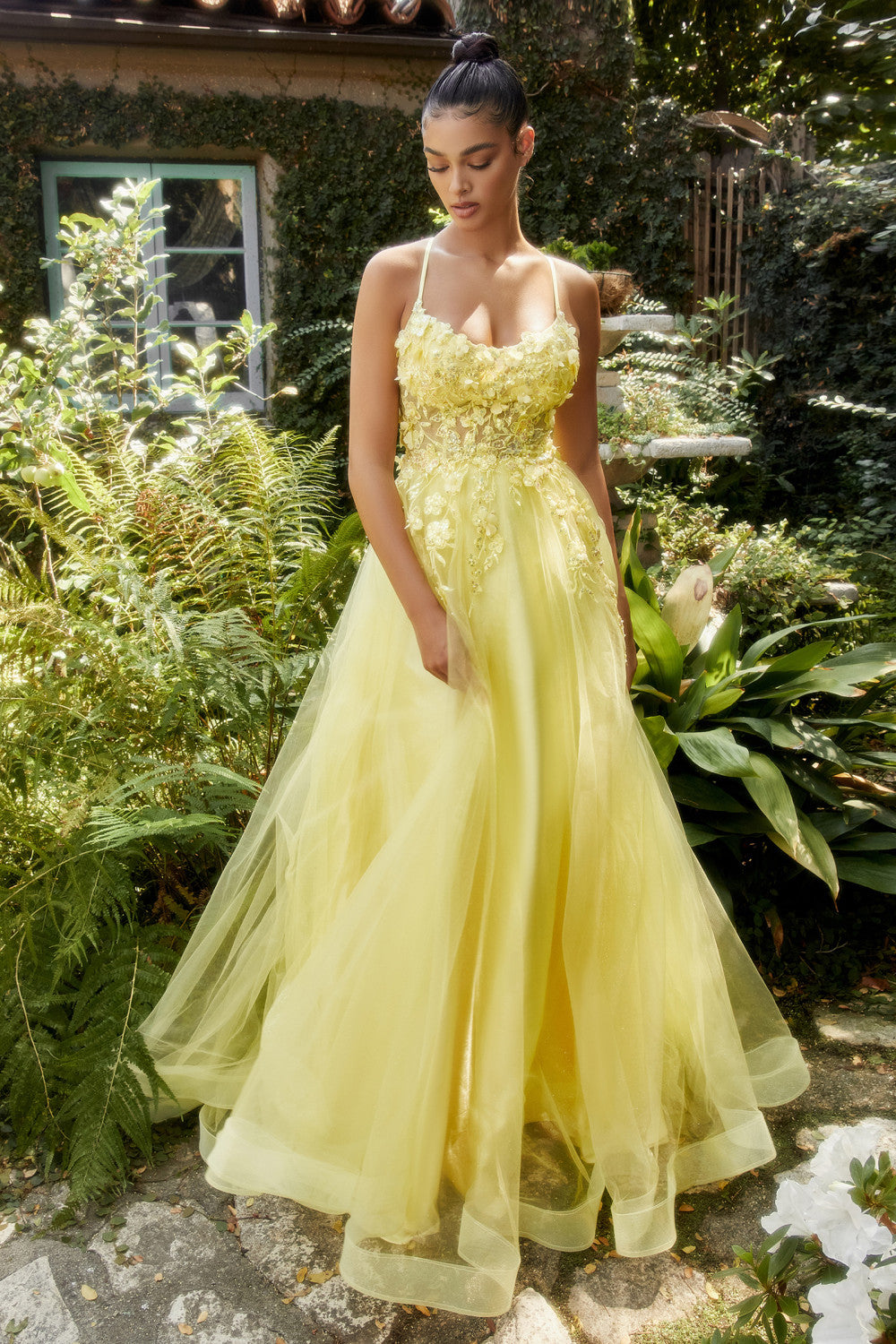 Floral Applique A-Line Gown by Andrea & Leo Couture A1142 Penelope Gown - Special Occasion