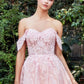 Off the Shoulder Glitter Lace Tulle A-line with Short Skirt Gown Andrea & Leo Couture - A1207