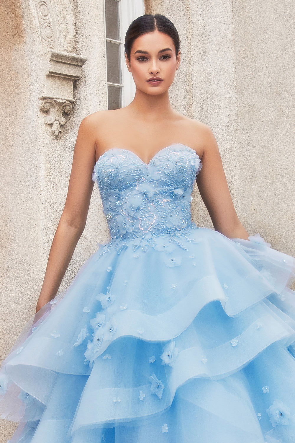 Strapless Peony Petal Layered Ball Gown Andrea & Leo Couture - A1220