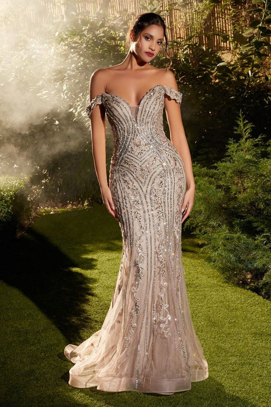 Off The Shoulder Mermaid Formal Evening Gown by Andrea & Leo Couture - A1257 - Special Occasion/Curves