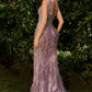 Fitted Feather V-Neckline Formal Evening Gown by Andrea & Leo Couture - A1273 - Special Occasion
