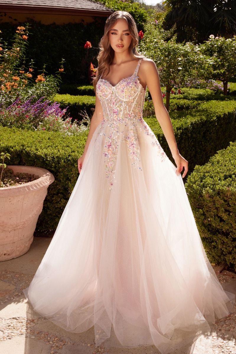 Andrea & Leo Couture A1288 A-Line with Multi Colored Floral Gown - Special Occasion
