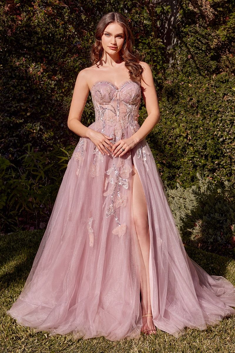 Strapless A-Line Leg Slit Formal Evening Gown by Andrea & Leo Couture Ariststyles Strapless A-Line Leg Slit Formal Evening Gown by Andrea & Leo Couture Ariststyles