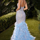 Embellished Mermaid with Feather Formal Evening Gown by Andrea & Leo Couture - A1298 - Special Occasion