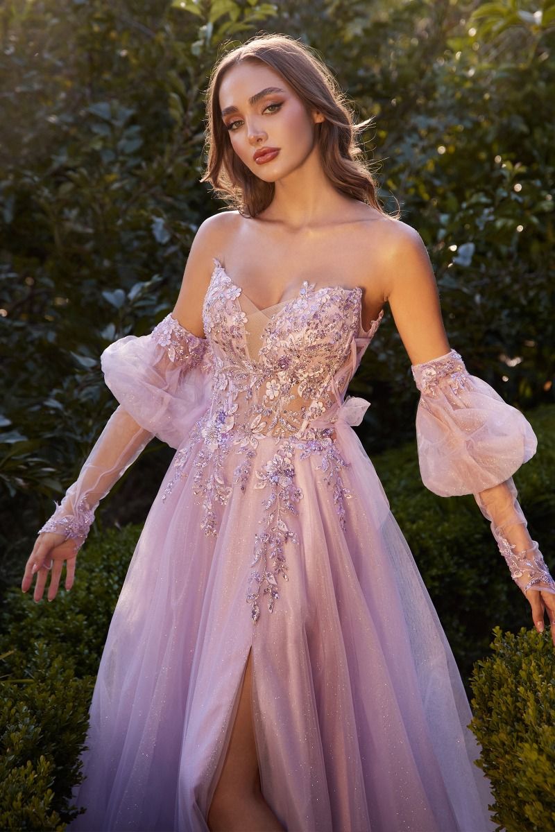Andrea & Leo A1303 Strapless Layered Tulle Shimmering Corset Gown, Blue / 6 Andrea & Leo A1303 Strapless Layered Tulle Shimmering Corset Gown, Blue / 6