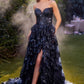 Ruffle A-Line Leg Slit Formal Evening Gown by Andrea & Leo Couture - A1305 - Special Occasion/Curves