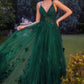 Tulle V-Neckline Floral Formal Evening Gown by Andrea & Leo Couture - A1326 - Special Occasion/Curves